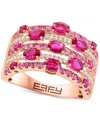 Effy Collection Effy Ruby (1-7/8 Ct. T.w.), Pink Sapphire (1/2 Ct. T.w.), & Diamond (1/6 Ct. T.w.) Multirow Statemen In Pink Sapphire