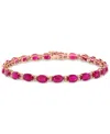 Effy Collection Effy Ruby (13-1/10 Ct. T.w.) & Diamond (1/6 Ct. T.w.) Oval Tennis Bracelet In 14k Rose Gold