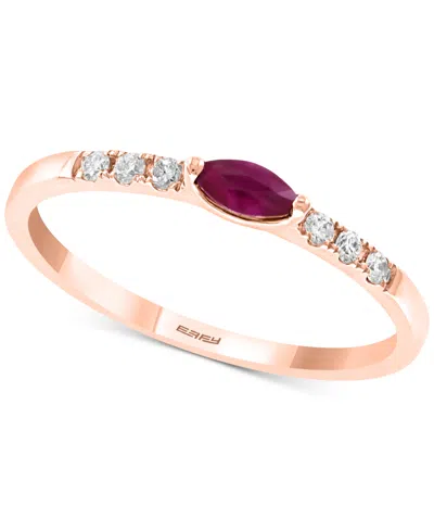 Effy Collection Effy Ruby (1/6 Ct. T.w.) And Diamond (1/10 Ct. T.w.) Ring In 14k Rose Gold (also Available In Tsavor