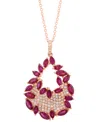 Effy Collection Effy Ruby (2-1/2 Ct. T.w.) & Diamond (1/4 Ct. T.w.) Marquise & Pave Cluster Teardrop Pendant Necklac In Ruby