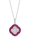 Effy Collection Effy Ruby (2-3/8 Ct. T.w.) & Diamond (5/8 Ct. T.w.) 18" Pendant Necklace In 14k White Gold In Ruby