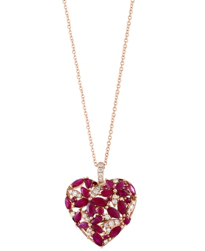 Effy Collection Effy Ruby (2-3/8 Ct. T.w.) & Diamond (1/4 Ct. T.w.) 18" Pendant Necklace In 14k Rose Gold