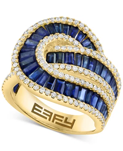 Effy Collection Effy Ruby (3-1/4 Ct. T.w.) & Diamond (5/8 Ct. T.w.) Swirl Statement Ring In 14k Rose Gold In Sapphire