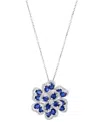 Effy Collection Effy Ruby (3-3/4 Ct. T.w.) & Diamond (5/8 Ct. T.w.) Flower 18"pendant Necklace In 14k Rose Gold In Sapphire