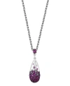 EFFY COLLECTION EFFY RUBY (3/4 CT. T.W.) & WHITE SAPPHIRE (3/8 CT. T.W.) OMBRE CLUSTER 18" PENDANT NECKLACE IN STERL