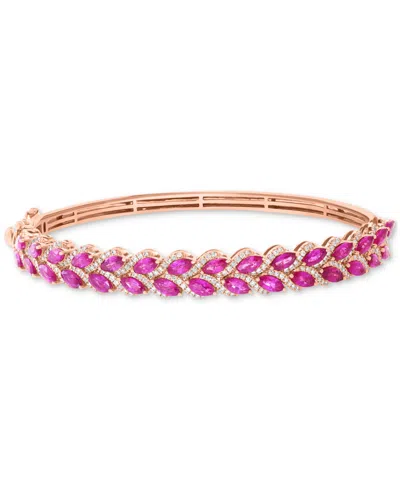 Effy Collection Effy Ruby (4-7/8 Ct. T.w.) & Diamond (3/4 Ct. T.w.) Bangle Bracelet In 14k Rose Gold