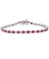 Effy Collection Effy Ruby (6-1/3 Ct. T.w.) & Diamond (1/20 Ct. T.w.) Link Bracelet In Sterling Silver In Multi