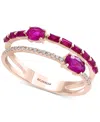 Effy Collection Effy Ruby (7/8 Ct. T.w.) & Diamond Accent Two-row Ring In 14k Rose Gold In Ruby
