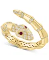 Effy Collection Effy Ruby Accent & Diamond (3/8 Ct. T.w.) Snake Wrap Ring In 14k Gold In Yellow Gol