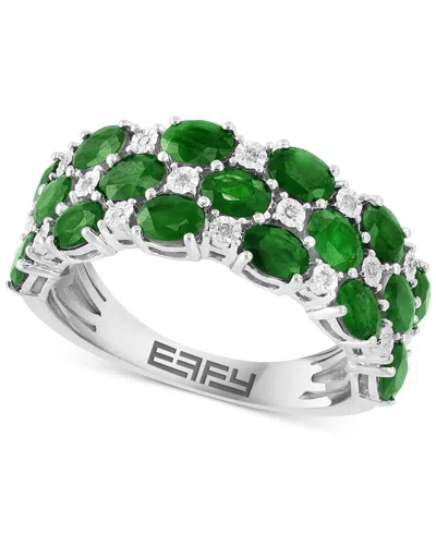 Effy Collection Effy Ruby & Diamond Cluster Ring In Sterling Silver (also Available In Emerald And Sapphire