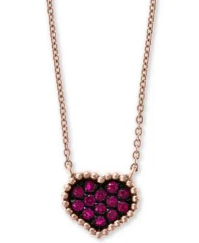 Effy Collection Effy Ruby Cluster Beaded Heart Pendant Necklace Stud Earrings 1 4 Ct. T.w. In 14k Rose Gold
