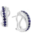 Effy Collection Effy Sapphire (1-1/3 Ct. T.w.) & Diamond (3/8 Ct. T.w.) Crossover Hoop Earrings In 14k White Gold In White Gold
