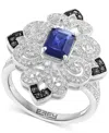 Effy Collection Effy Sapphire (1-1/6 Ct. T.w.) & Diamond (3/8 Ct. T.w.) Statement Ring In Sterling Silver In Sapphire