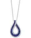 Effy Collection Effy Sapphire (1-5/8 Ct .t.w.) & Diamond (3/8 Ct. T.w) 18" Pendant Necklace In 14k White Gold In Multi