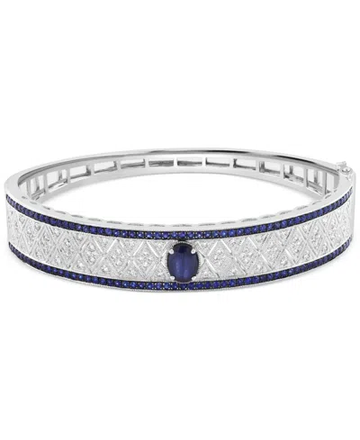 Effy Collection Effy Sapphire (1-7/8 Ct. T.w.) & Diamond (1 Ct. T.w.) Filigree Bangle Bracelet In Sterling Silver