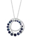 Effy Collection Effy Sapphire (1-7/8 Ct. T.w.) & Diamond (1/10 Ct. T.w.) Swirl 18" Pendant Necklace In 14k White Gol