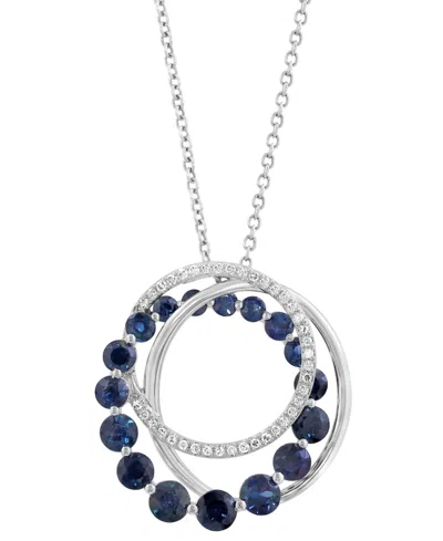 Effy Collection Effy Sapphire (1-7/8 Ct. T.w.) & Diamond (1/10 Ct. T.w.) Swirl 18" Pendant Necklace In 14k White Gol In Blue