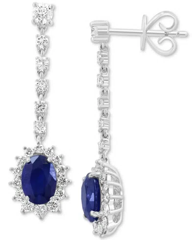 Effy Collection Effy Sapphire (1-7/8 Ct. T.w.) & Diamond (3/4 Ct. T.w.) Halo Drop Earrings In 14k White Gold