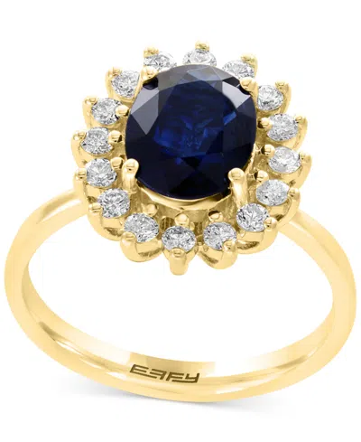Effy Collection Effy Sapphire (1-7/8 Ct. T.w.) & Diamond (3/8 Ct. T.w.) Halo Ring In 14k Gold (also Available In Eme