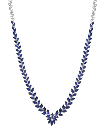 Effy Collection Effy Sapphire (12-1/5 Ct. T.w.) & Diamond (1/2 Ct. T.w.) V-shape 18" Collar Necklace In 14k White Go