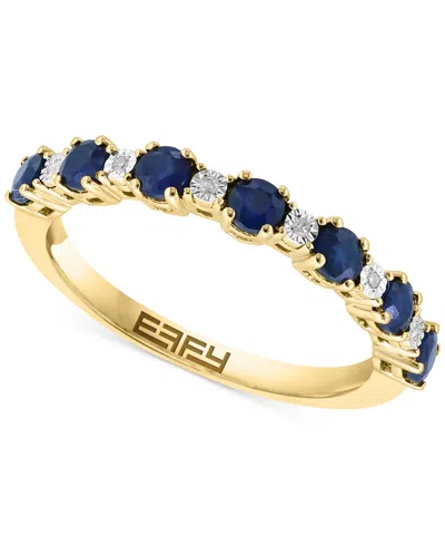 Effy Collection Effy Sapphire (1/2 Ct. T.w.) & Diamond Accent Stack Ring In Gold-plated Sterling Silver (also Availa In Blue