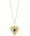 Effy Collection Effy Sapphire (1/20 Ct. T.w.) & Diamond (1/4 Ct. T.w.) Evil Eye Heart 18" Pendant Necklace In 14k Go In Brown