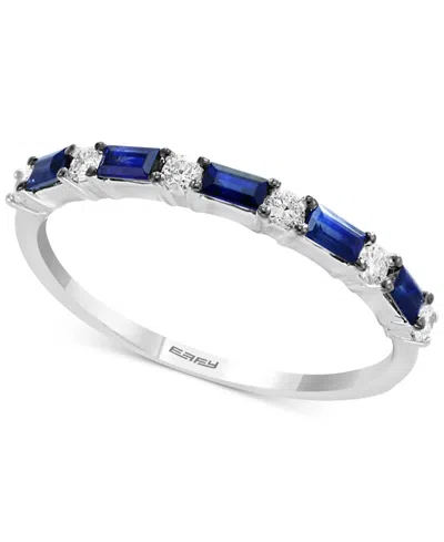 Effy Collection Effy Sapphire (1/3 Ct. T.w.) & Diamond (1/8 Ct. T.w.) Stacking Ring In 14k White Gold (also Availabl In White Gold Sapphire