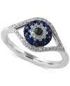 Effy Collection Effy Sapphire (1/4 Ct. T.w.) And Diamond (1/6 Ct. T.w.) Evil Eye Ring In 14k White Or Yellow Gold In Multi