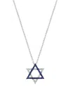 Effy Collection Effy Sapphire (1/6 Ct. T.w.) & Diamond (1/10 Ct. T.w.) Star Of David 18" Pendant Necklace In 14k Whi In White Gold