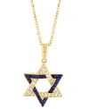 Effy Collection Effy Sapphire (1/6 Ct. T.w.) & Diamond (1/8 Ct. T.w.) Star Of David Pendant Necklace In 14k Gold, 18 In Sapphire