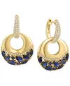 Effy Collection Effy Sapphire (2-3/4 Ct. T.w.) & Diamond (3/8 Ct. T.w.) Charm Hoop Earrings In 14k Yellow Gold In Blue