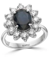 Effy Collection Effy Sapphire (2-7/8 Ct. T.w.) & Diamond (1-3/8 Ct. T.w.) Halo Statement Ring In 14k White Gold In Sapphire