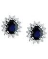 Effy Collection Effy Sapphire (2-7/8 Ct. T.w.) & Diamond (5/8 Ct. T.w.) Halo Stud Earrrings In 14k Gold (also Availa In White Gold Sapphire