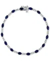 Effy Collection Effy Sapphire (3-1/20 Ct. T.w.) & Diamond (1/5 Ct. T.w.) Tennis Bracelet In Sterling Silver In Blue