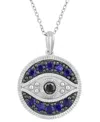 Effy Collection Effy Sapphire (3/4 Ct. T.w.) & Diamond (1/6 Ct. T.w.) Evil Eye 18" Pendant Necklace In Sterling Silv In Sapphire
