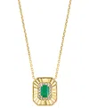 EFFY COLLECTION EFFY SAPPHIRE (5/8 CT. T.W.) & DIAMOND (1/10 CT. T.W.) OCTAGON DISC PENDANT NECKLACE IN 14K GOLD, 17