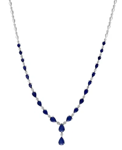 Effy Collection Effy Sapphire (9-1/2 Ct. T.w) & Diamond (3/8 Ct. T.w.) 18" Lariat Necklace In 14k White Gold
