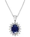 Effy Collection Effy Sapphire And Diamond Oval Pendant In 14k White Gold And 14k Yellow Gold, Created For Macy's (al In Sapphire