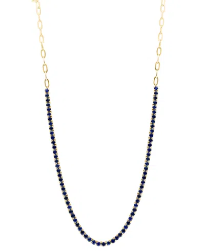 Effy Collection Effy Sapphire & Paperclip Link 18" Tennis Necklace (6-1/4 Ct. T.w.) In 14k Gold In Yellow Gol