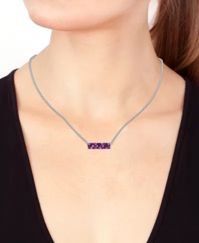 Effy Collection Effy Sapphire Bar 16" Pendant Necklace (9/10 Ct. T.w.) In Sterling Silver In Ruby  Pink Sapphire