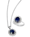 Effy Collection Effy Sapphire Diamond Oval Pendant Ring Collection In 14k Gold In Green