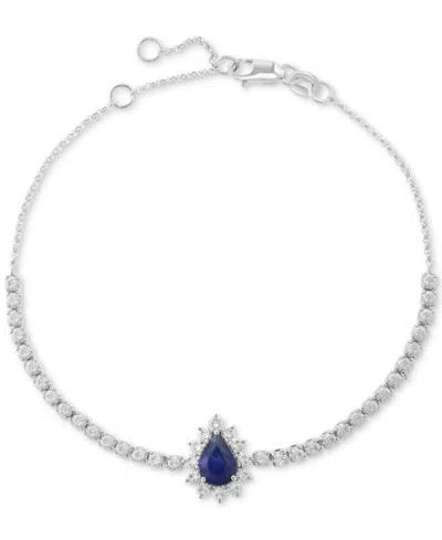 Effy Collection Effy Sapphire Halo Link Bracelet (5/8 Ct. T.w.) In 14k White Gold