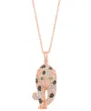 Effy Collection Effy Signature Black And White Diamond (3/4 Ct. T.w.) And Multistone Panther Pendant Necklace In 14k In Rose Gold