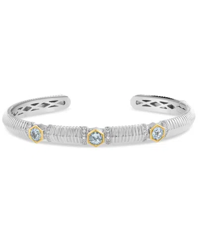 Effy Collection Effy Sky Blue Topaz (1 Ct. T.w.) & White Sapphire (1/10 Ct. T.w.) Cuff Bracelet In Sterling Silver &