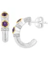 Effy Collection Effy Sky Blue Topaz (1/2 Ct. Tw.) & White Sapphire (1/5 Ct. T.w.) Small Hoop Earrings In Sterling Si