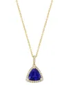 Effy Collection Effy Tanzanite (1-1/2 Ct. T.w.) & Diamond (1/5 Ct. T.w.) Trillion Halo 18" Pendant Necklace In 14k G In Yellow Gold