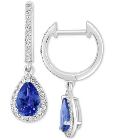 Effy Collection Effy Tanzanite (1-1/6 Ct. T.w.) & Diamond (1/4 Ct. T.w.) Dangle Hoop Drop Earrings In Sterling Silve In Sterling Silver