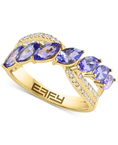Effy Collection Effy Tanzanite (1-3/8 Ct. T.w.) & Diamond (1/6 Ct. T.w.) Ring In 14k Yellow Gold