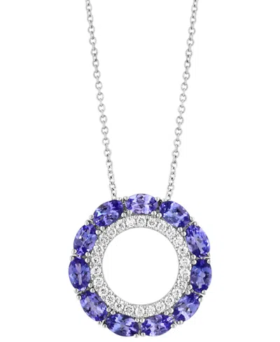 Effy Collection Effy Tanzanite (2-5/8 Ct. T.w.) & Diamond (1/3 Ct. T.w.) Circle Pendant 18"necklace In 14k White Gol