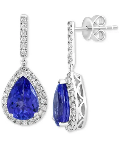 Effy Collection Effy Tanzanite (3-1/2 Ct. T.w.) & Diamond (3/8 Ct. T.w.) Pear Drop Earrings In 14k White Gold In Multi